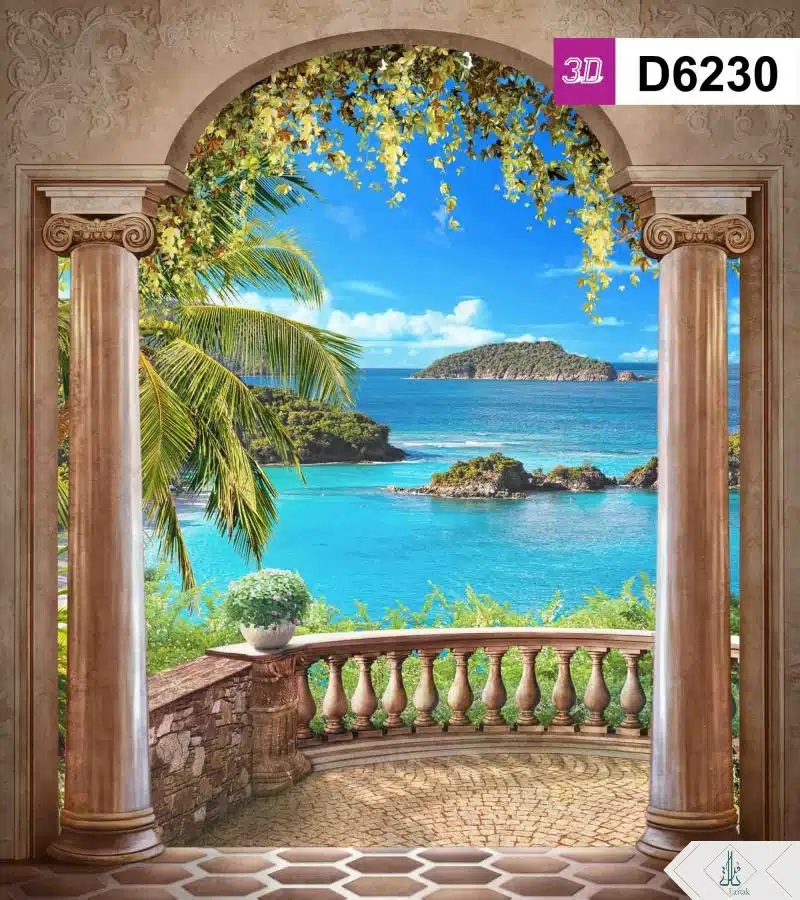 پوستر دیواری سه بعدی طرح پنجره D6230