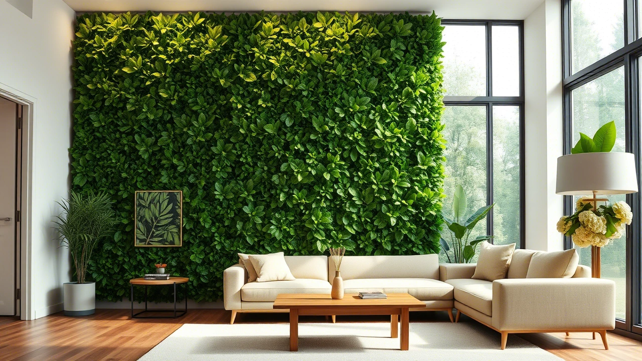 دیوار سبز مصنوعی برای دکوراسیون نشیمن